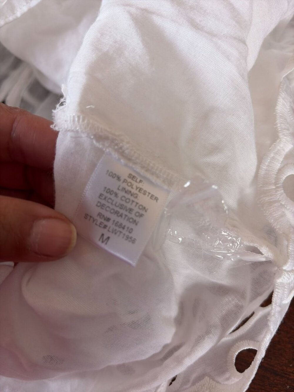 Anthropologie Love Wednesday White Eyelet Peasant Blouse Boho Cottage SZ M - Picture 4 of 7